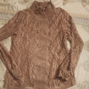 Stylish Brown Lace High Neck Top